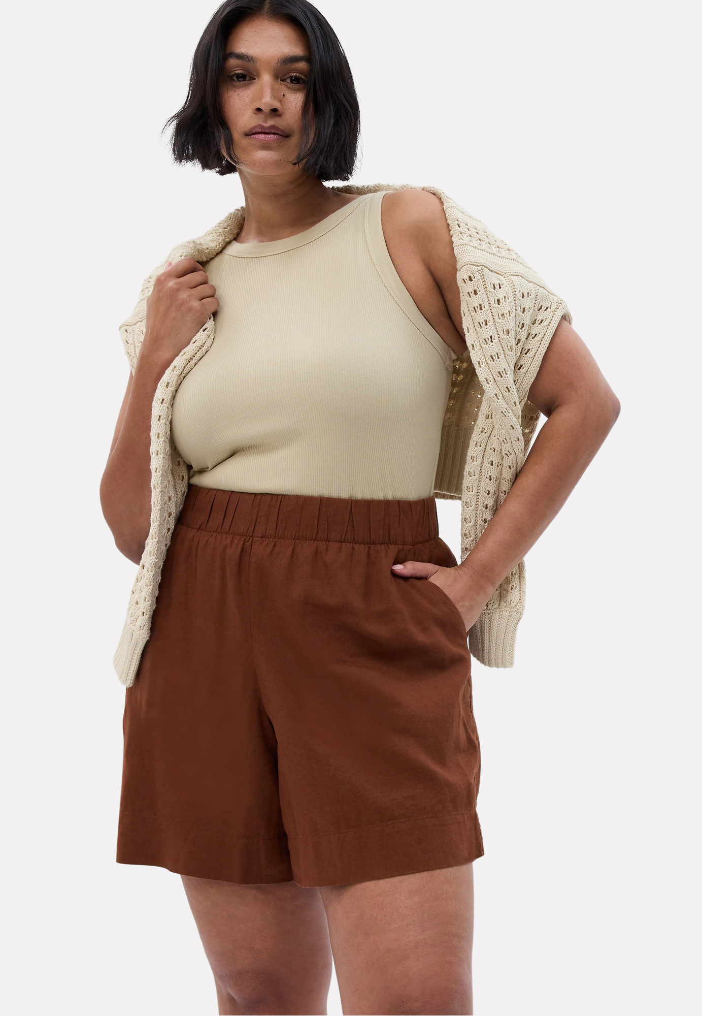 Linen shorts best sale women's plus size